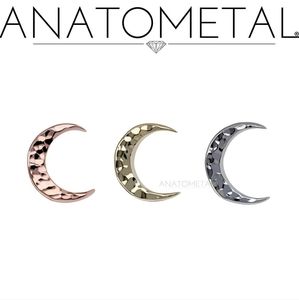 18k white gold hammered mini moon end by Anatometal